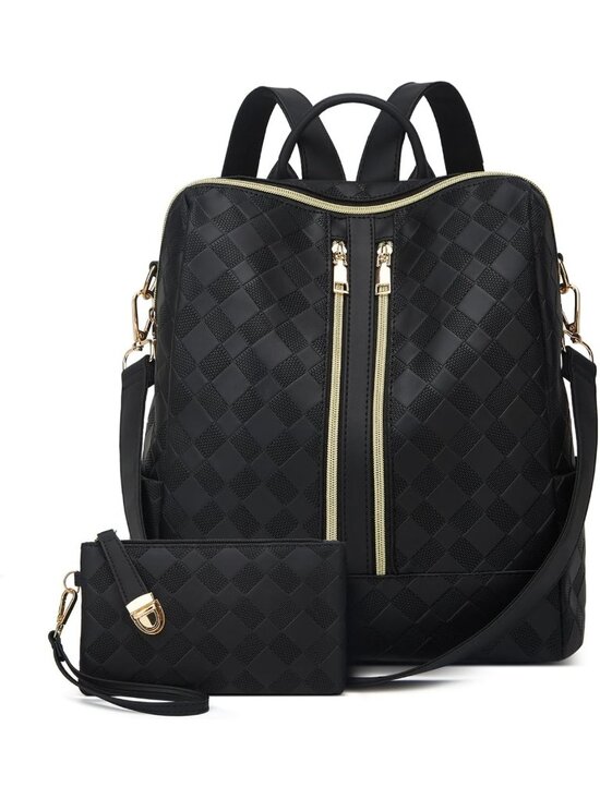 Stylish PU Leather Backpack Purse for Women - Convertible Travel Satchel Set